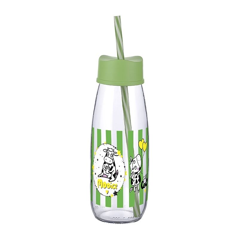 Hayvan Figürlü Pipetli Su Ve Süt Şişesi Cam 500 ML - Görsel 4