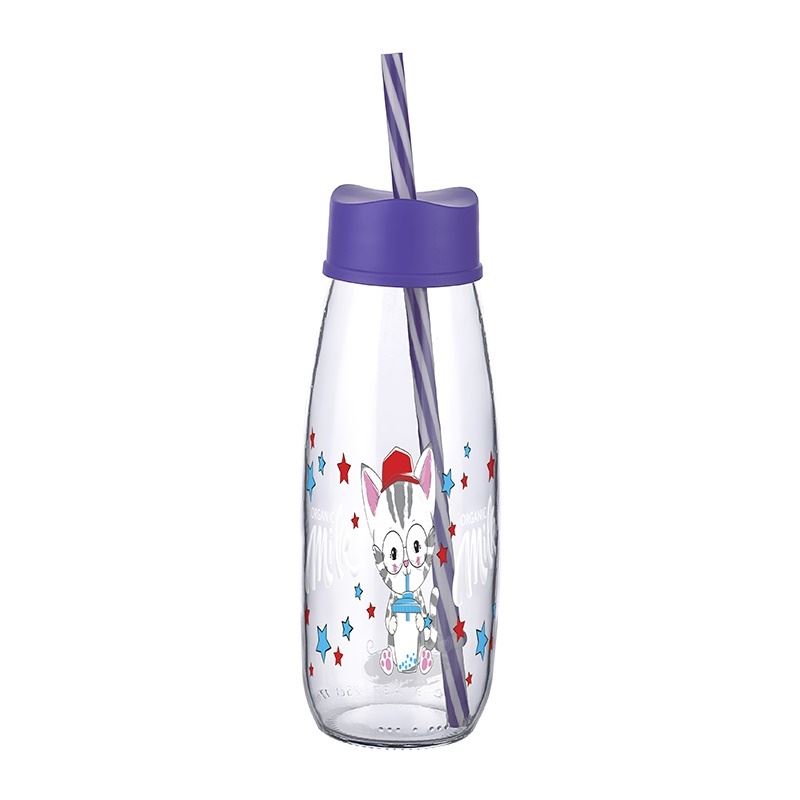 Hayvan Figürlü Pipetli Su Ve Süt Şişesi Cam 500 ML - Görsel 5