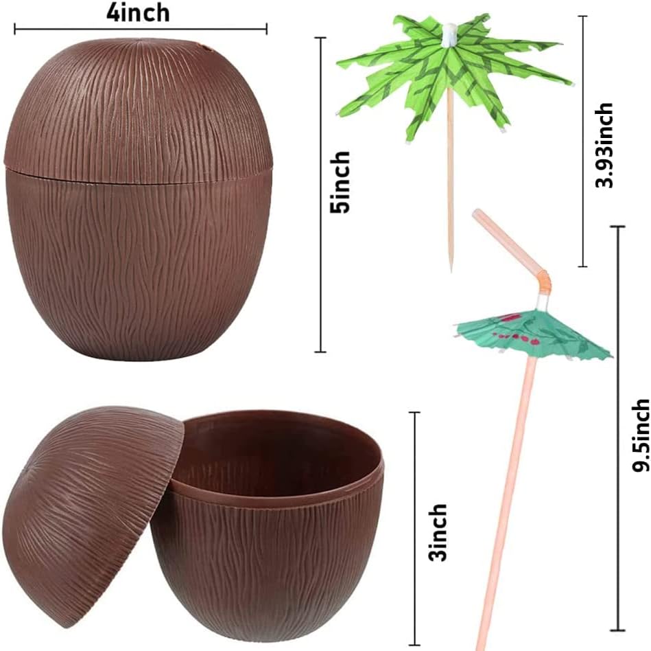 Hindistan Cevizi Hawaii Luau ha Pipetli İçecek Kabı Bardak 10x13 cm 1 Adet - Görsel 4