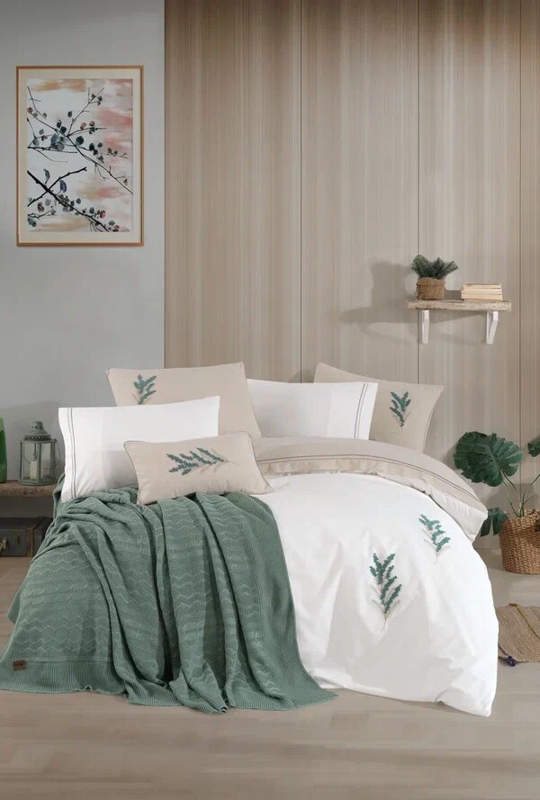 Mimoza Keten Çeyiz Seti Yeşil