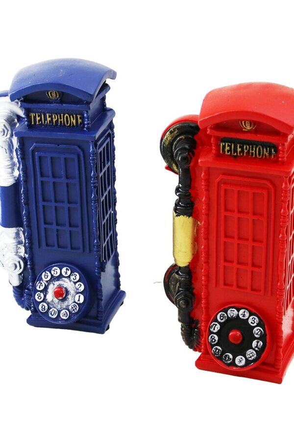KUMBARA TELEFON KULÜBESİ VİNTAGE DEKORATİF BİBLO KUMBARA RENKLİ 20X6X6CM REÇİNE