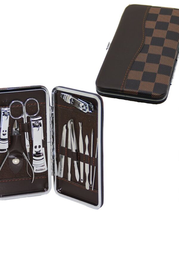 12 PCS - GÜMÜŞ MANİKÜR - PEDİKÜR SETİ RENKLİ DESENLİ - CÜZDAN MODELİ ÇANTALI