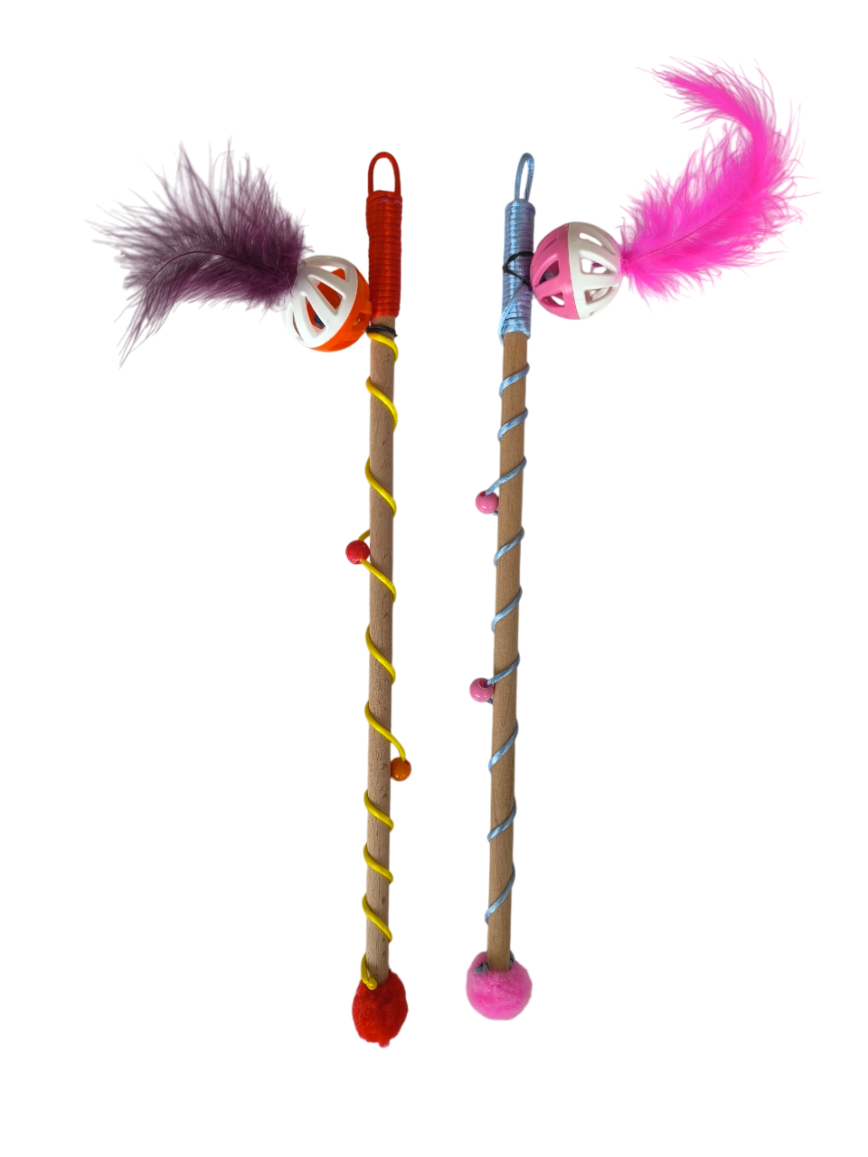 Karamel Sesli Toplu lü Kedi Oltası 40-50 cm Renkli - Görsel 2