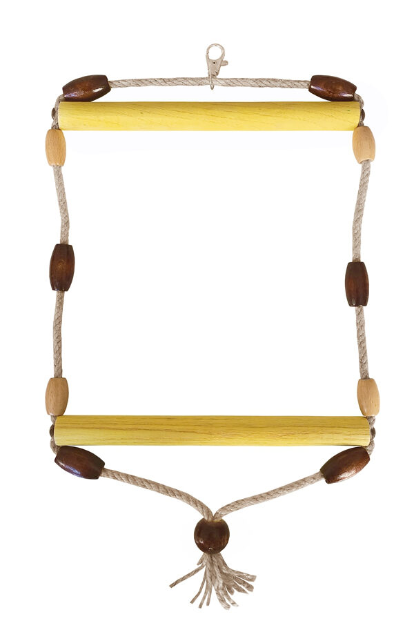 Doğal Ahşap Papağan Salıncağı Boncuklu 21 x 36 cm