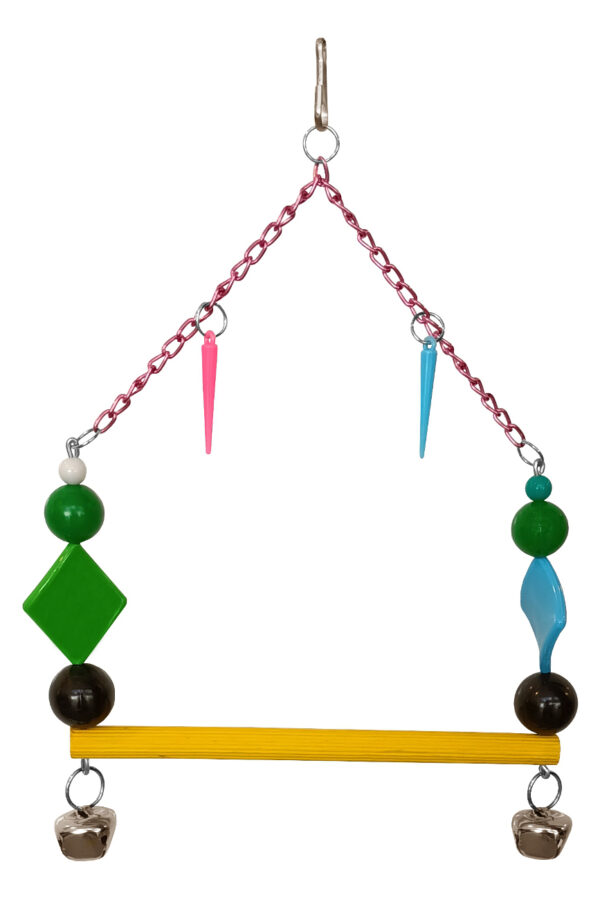 Renkli Boncuklu Zilli li Papağan Salıncağı 15-17.5 cm Renkli