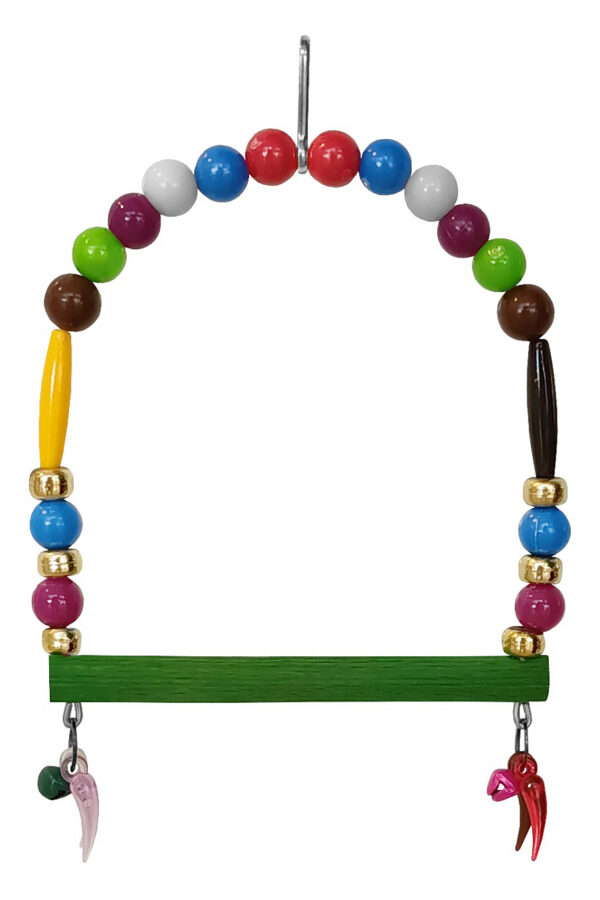 Renkli Boncuklu Ve Çanlı Muhabbet Kuşu Salıncağı 10-11.5 cm Renkli
