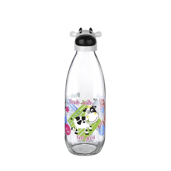 İnek Tasarımlı Sevimli Cam Suluk - Süt Şişesi 1000 ML - Görsel 5