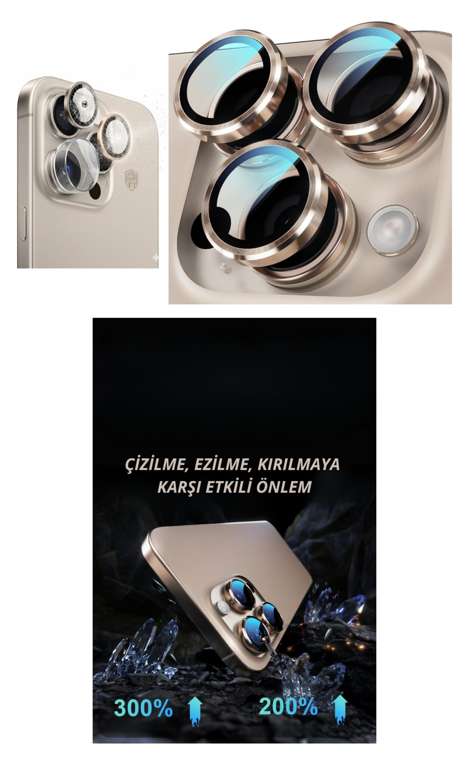 16 Pro Max Kamera Lens Koruyucu Naturel - Görsel 2