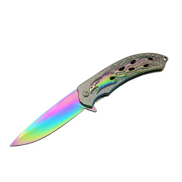 Kartal Rainbowi TK 21 cm Kamp / Outdoor Çakı - Yarı Otomatik, Kemerlikli, Kutulu