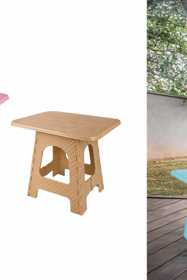 Katlanır Rattan Sehpa Dalı Plastik Balkon  Kamp Sehpası