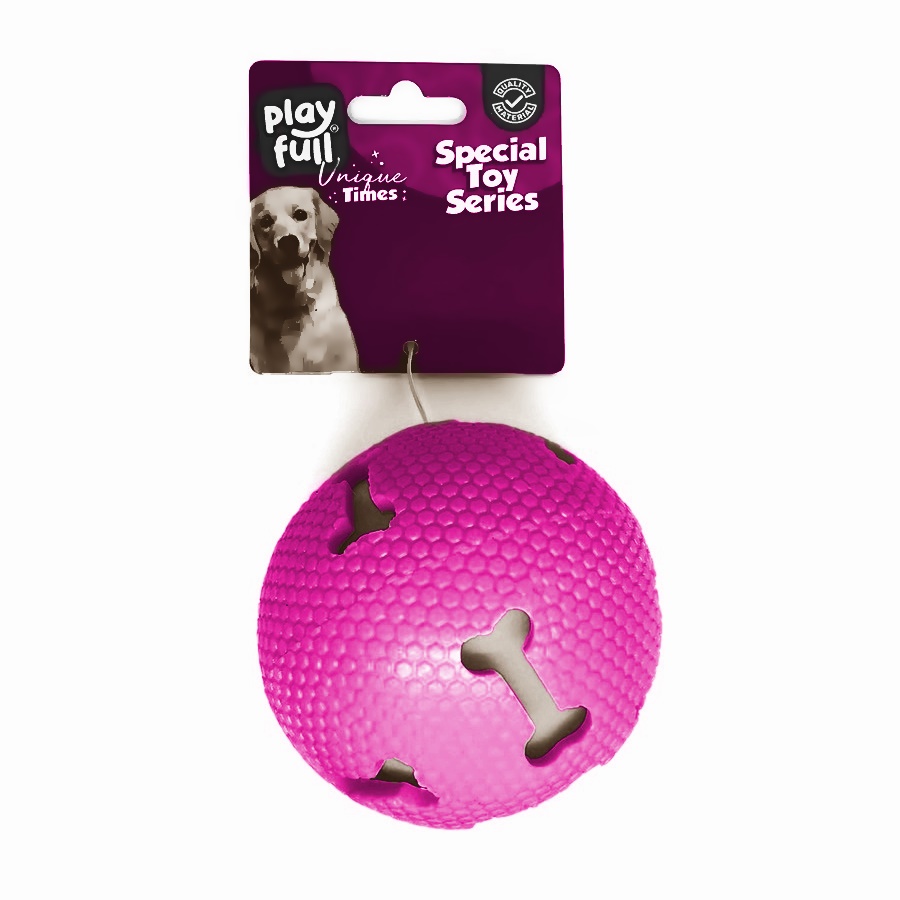 Işıklı Kemik Desenli Plastik Top Köpek Oyuncağı 7,5 Cm Pembe