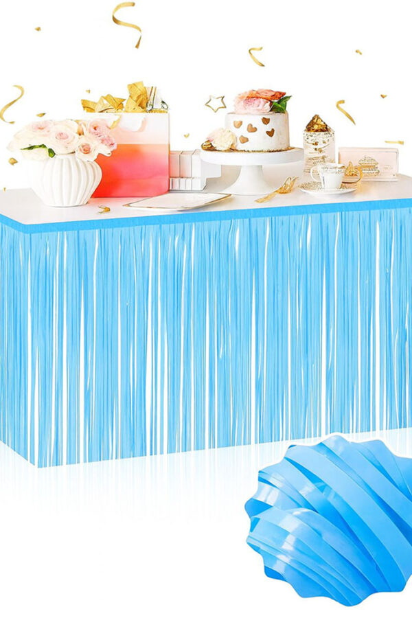 Kendinden Yapışkanlı Makaron Mi Püsküllü Masa Eteği – 75 x 275 cm Parti Süslemesi
