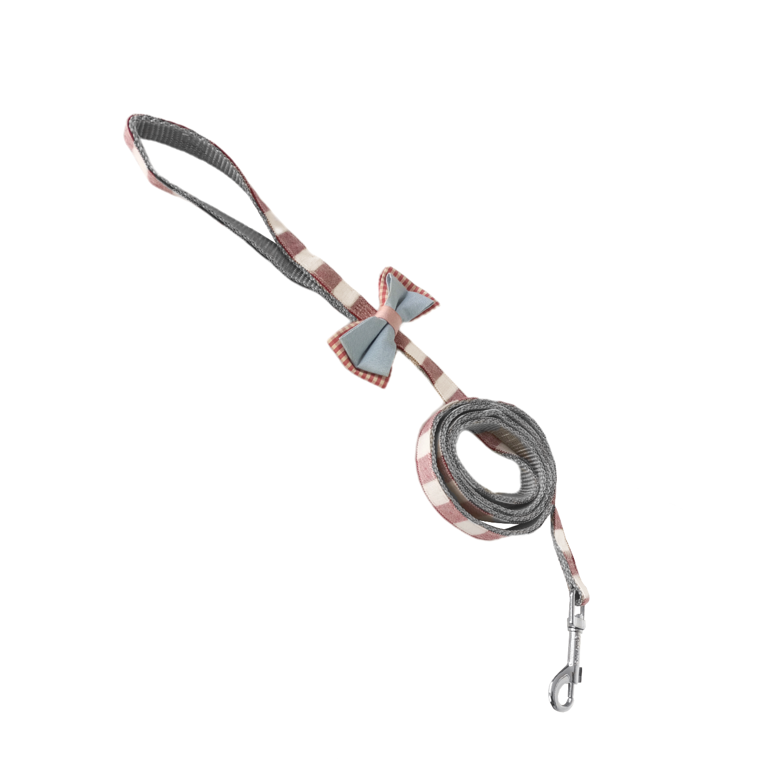 Köpek Göğüs Tasma Seti Ekose Desenli Papyonlu 1.5 cm*35-48 cm Kırmızı - Görsel 4