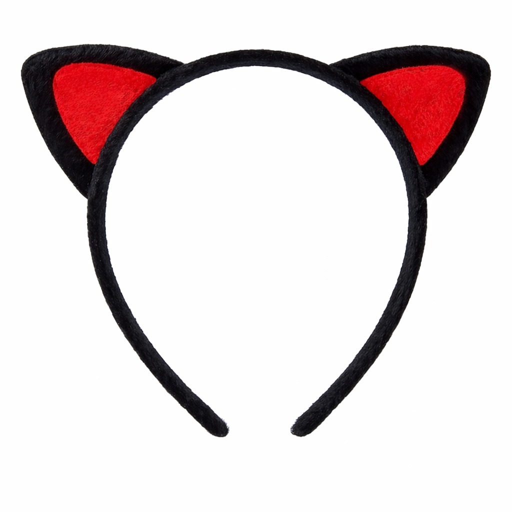 Peluş Kedi Kulak Taç Kırmızı Siyah – Çuk Parti & Kostüm Tacı - Görsel 2