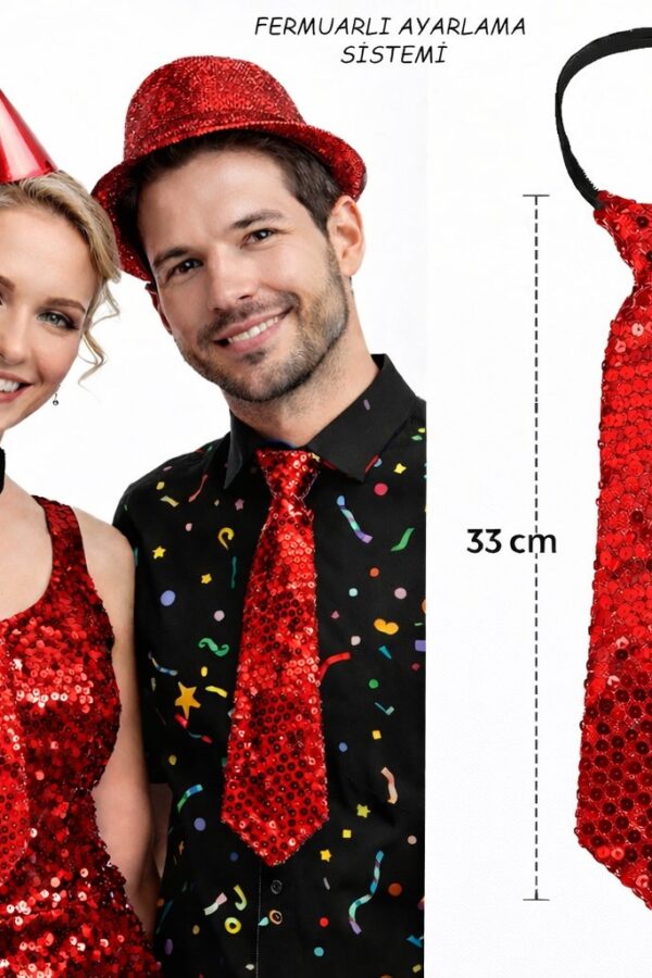 Kırmızı Renk Pul Payetli Işıltılı Parti Kratı 33 cm