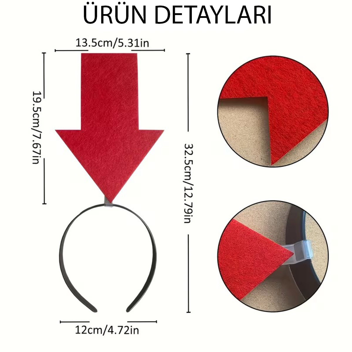 Kişiselleştirilebilir Ok Taç – Üzerine Yazı Yazılabilen Parti Tacı Kırmızı Renk - Görsel 5