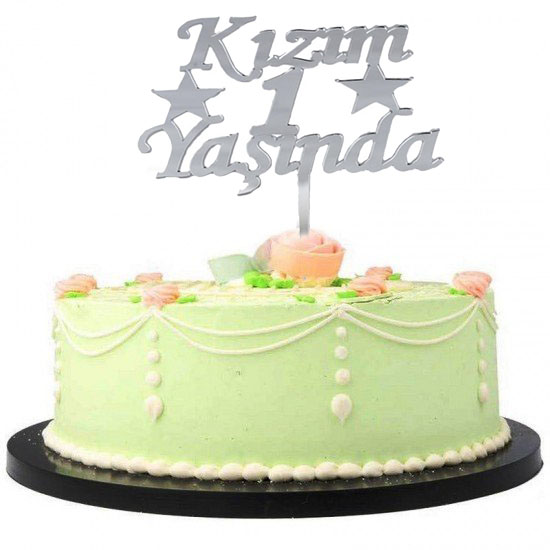 Kızım 1 Yaşında İlk Yaş Doğum Günü Partisi Pleksi Pasta Süsü  Renk