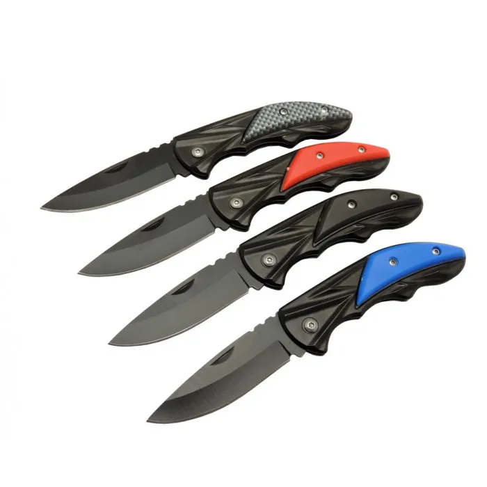 Klipsli 4 lü Set Metal 16 cm Kamp / Outdoor Çakı - Yarı Otomatik, Kemerlikli, Kutulu