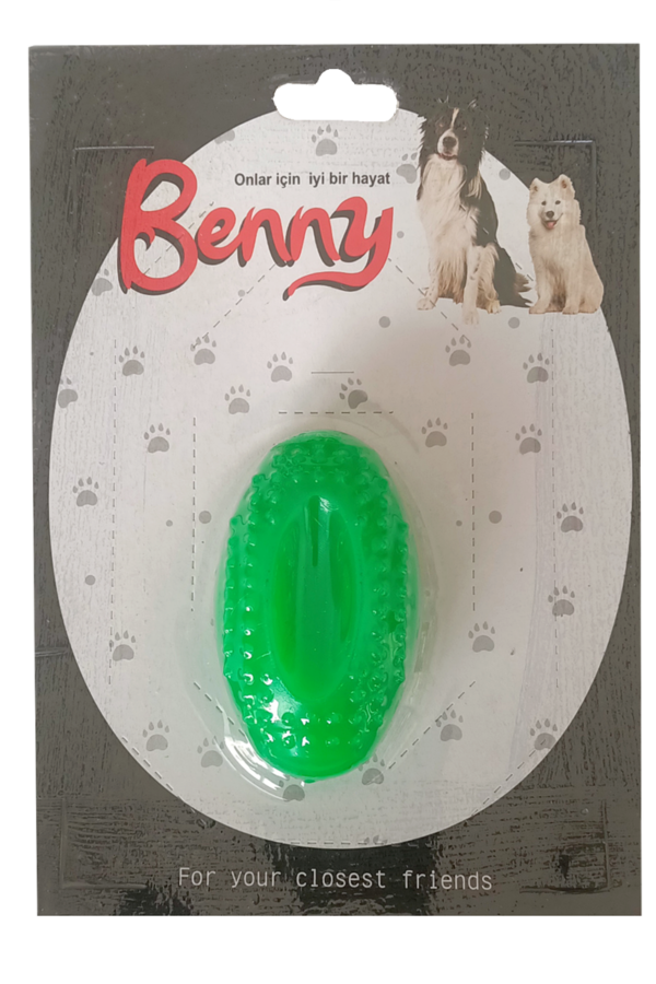 Benny Köpek Oyuncağı Sert Elips Top 8 x 4.5 cm Yeşil