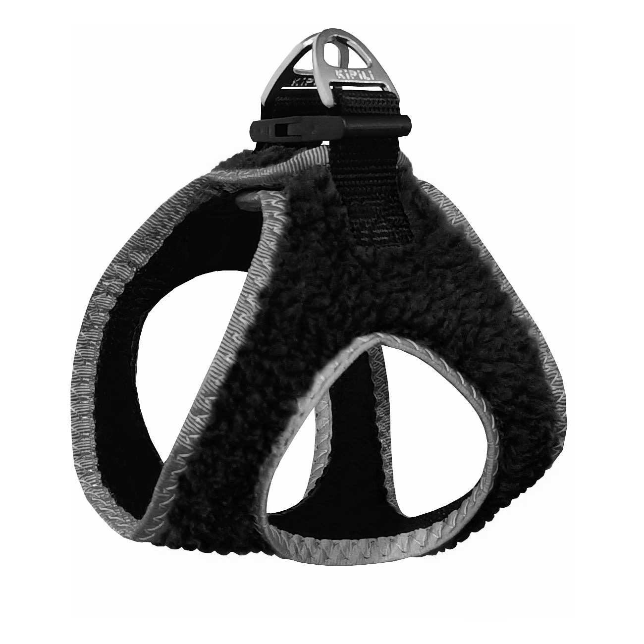 Üç Kilitli Kürklü Kedi Köpek Göğüs Tasması 32-40 cm Medium Siyah - Görsel 2