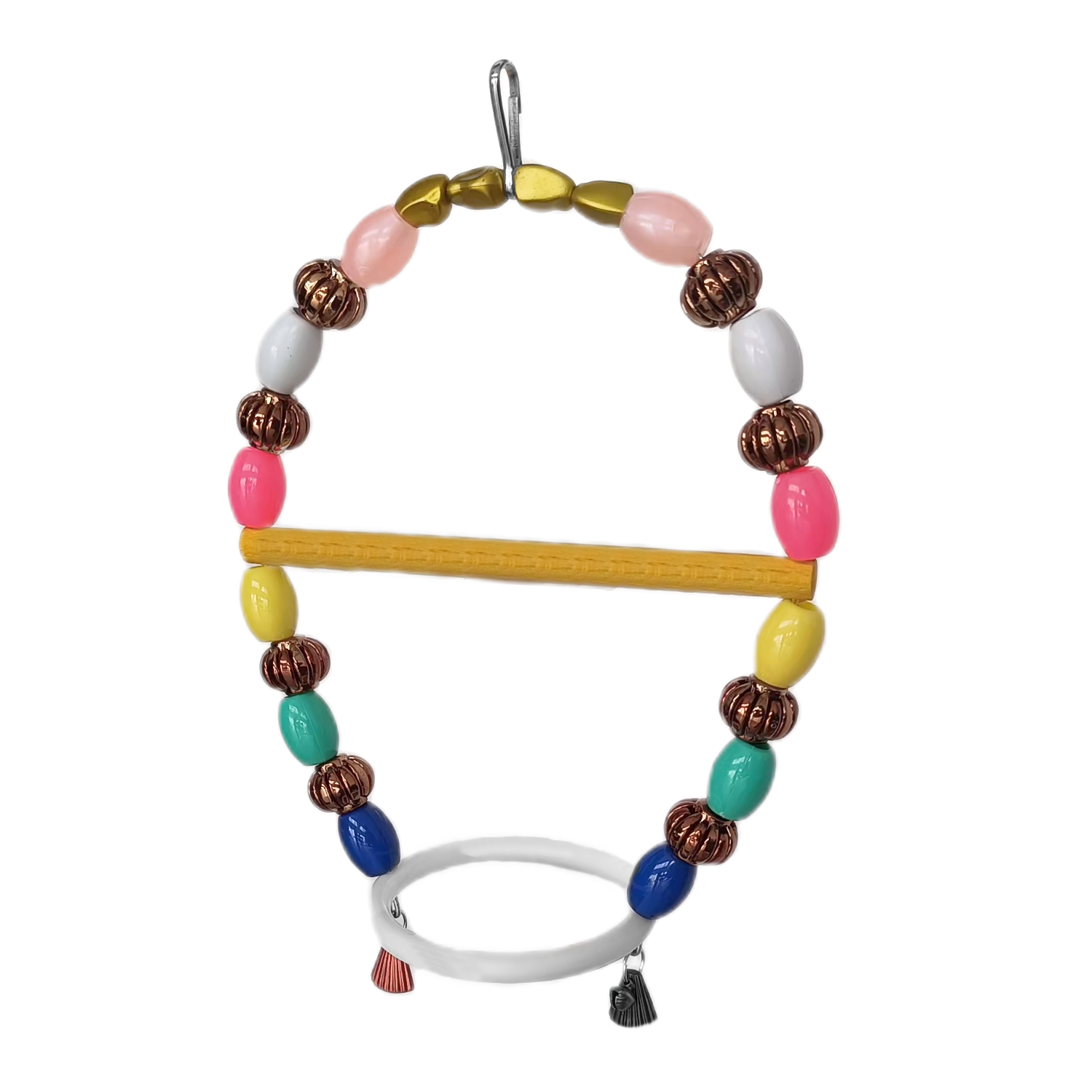 Renkli Boncuklu Oval Hlı Papağan Salıncağı 15 cm-23 cm - Görsel 4