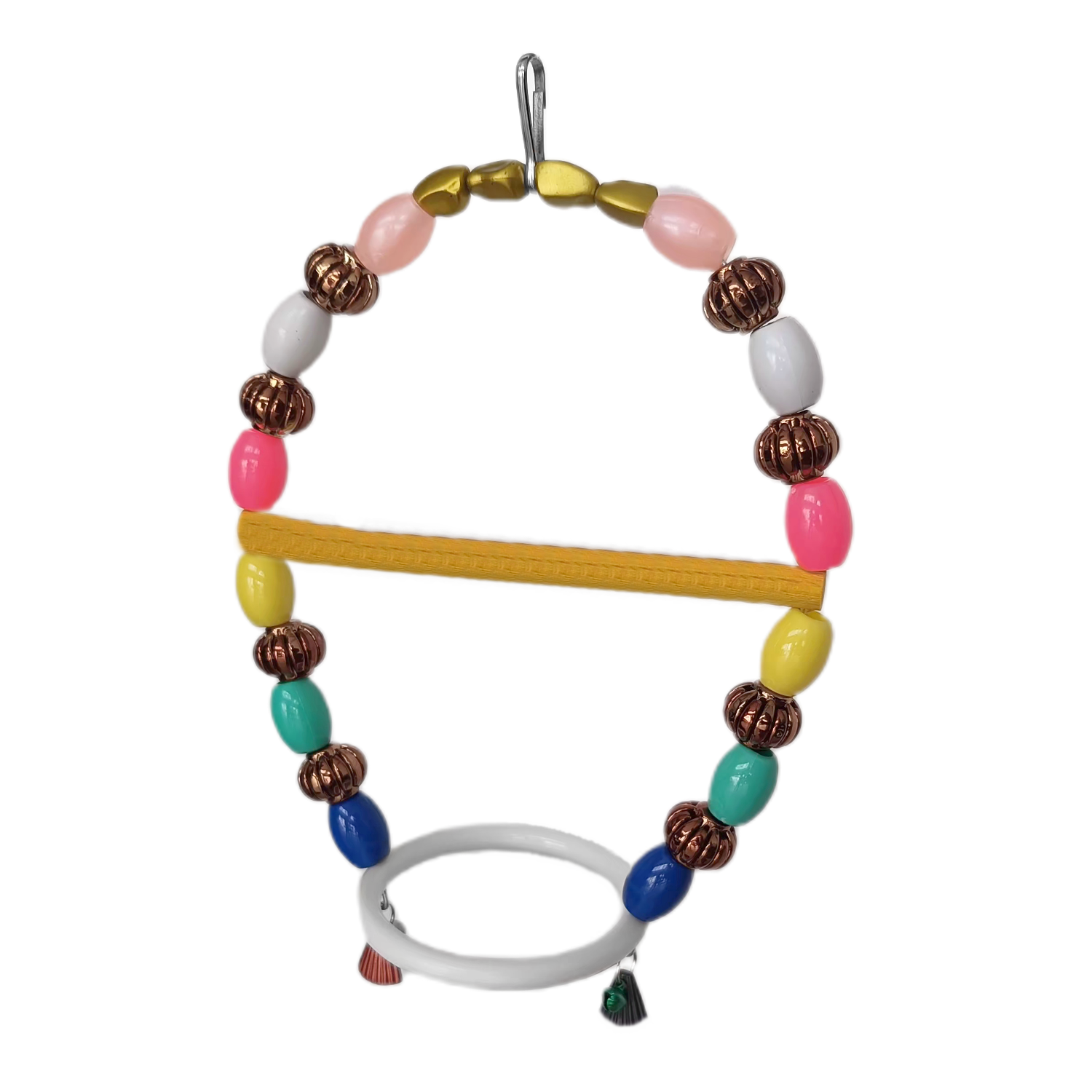 Renkli Boncuklu Oval Hlı Papağan Salıncağı 15 cm-23 cm - Görsel 5