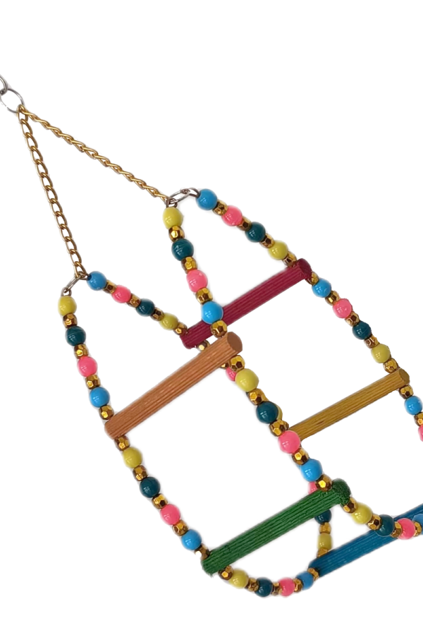 Renkli Boncuklu Ve Merdivenli Damla Kuş Salıncağı 9-24 cm