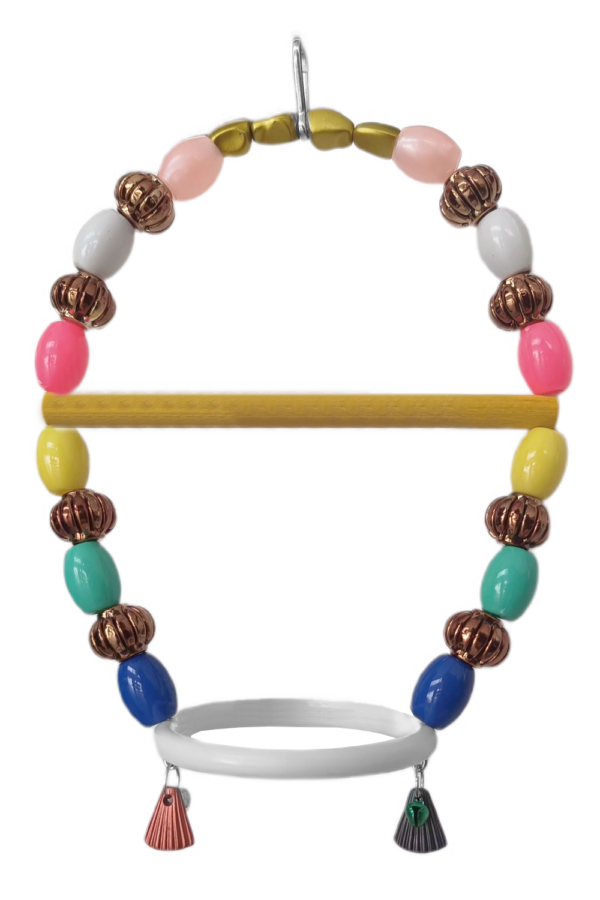 Renkli Boncuklu Oval Hlı Papağan Salıncağı 15 cm-23 cm