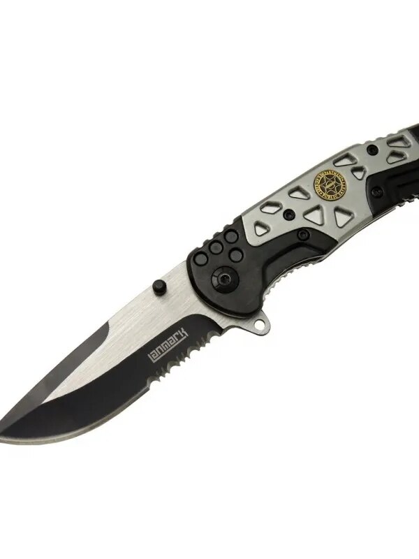 Lanmark MX10 Gri Testereli Outdoor Çakı 21 cm - Otomatik, Perçinli