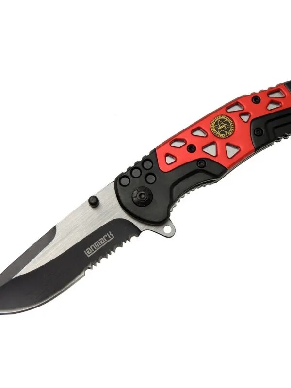 Lanmark MX10B Kırmızı Testereli Outdoor Çakı 21 cm - Otomatik, Perçinli