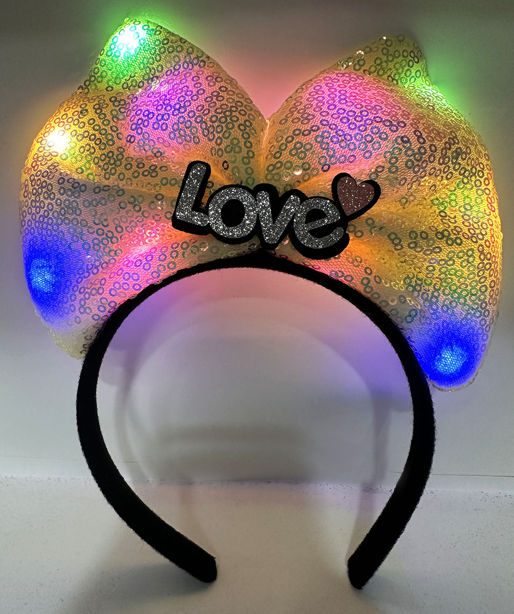 Led Işıklı 3 Farklı Fonksiyonda Yanan Love Yazılı Sarı Fiyonk Taç 20X17 cm