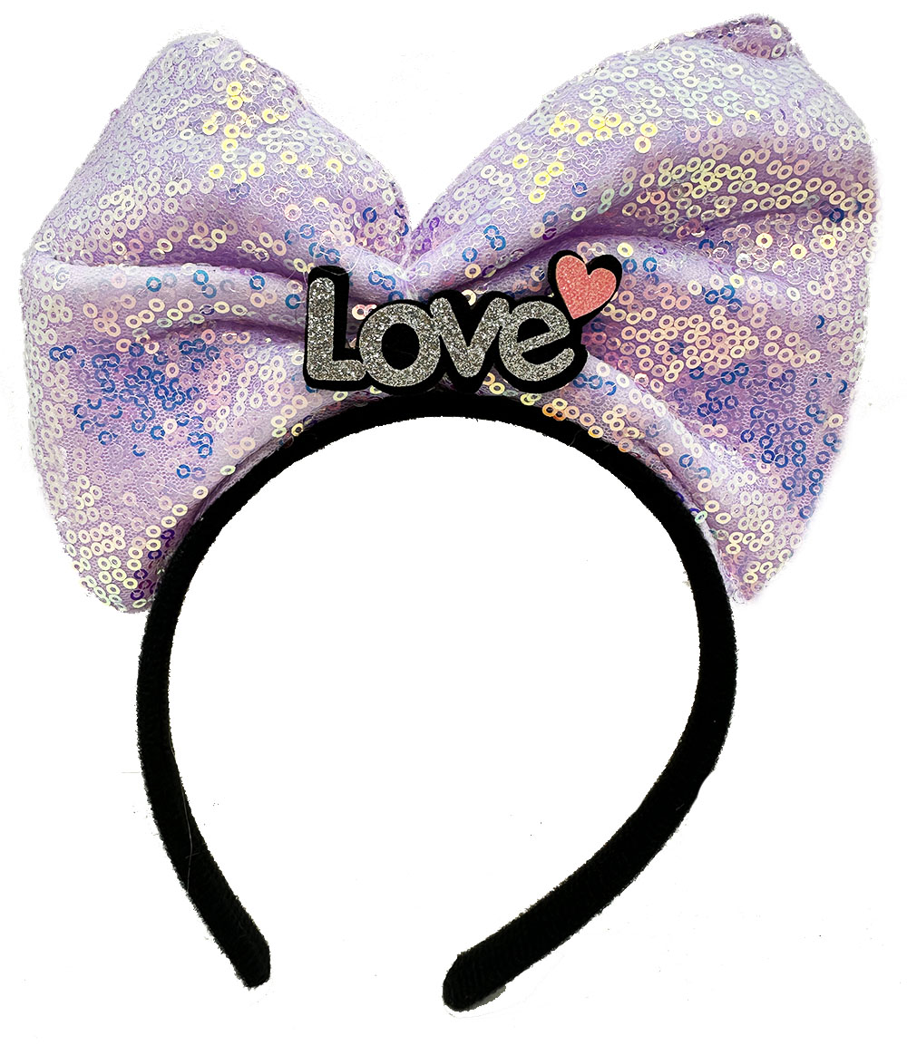 Led Işıklı 3 Farklı Fonksiyonda Yanan Love Yazılı Lila Fiyonk Taç 20X17 cm - Görsel 2