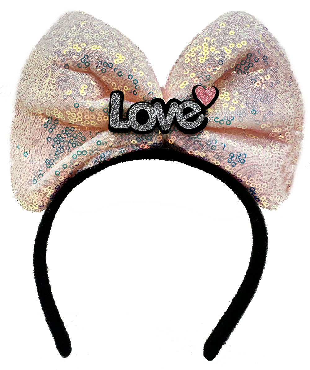 Led Işıklı 3 Farklı Fonksiyonda Yanan Love Yazılı Toz Pembe Fiyonk Taç 20X17 cm - Görsel 2