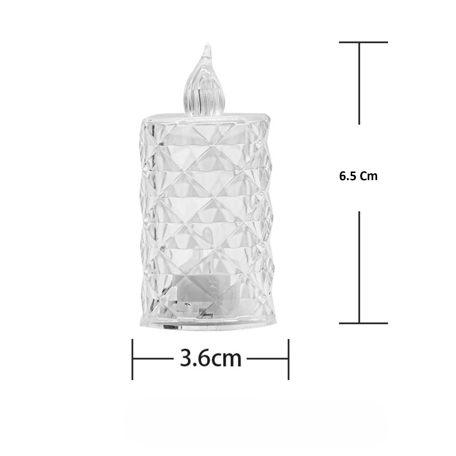 Led Şeffaf Kristal LED Pilli Alevsiz u Düğün Doğum Günü Ortam Işığı Midi - Görsel 2