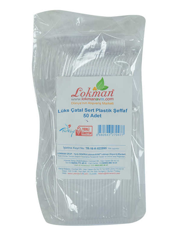 Lüks Çatal Sert Plastik Şeffaf 50 Adet 1 Paket