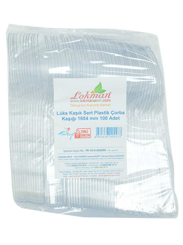 Lüks Kaşık Sert Plastik Çorba Kaşığı 1654 mm Şeffaf 100 Adet 1 Paket