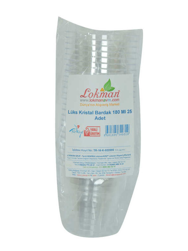 Lüks Kristal Bardak Sert Plastik   Su Otomat Bardağı 180 Ml 25 li 1 Paket