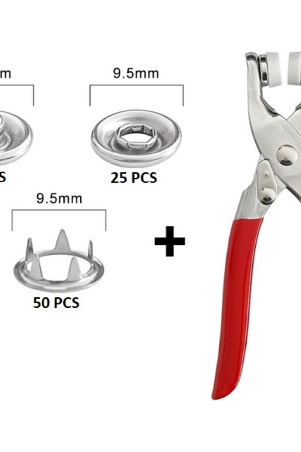 Metal Çıtçıtlı Düğme Pensesi ve Düğmesi (25 Set)