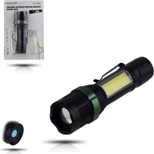 Metal USB Şarjlı 4 Kademeli Zoomlu GS 500 - Görsel 3