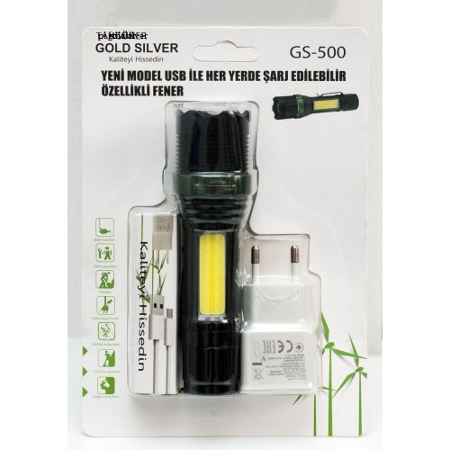 Metal USB Şarjlı 4 Kademeli Zoomlu GS 500 - Görsel 4