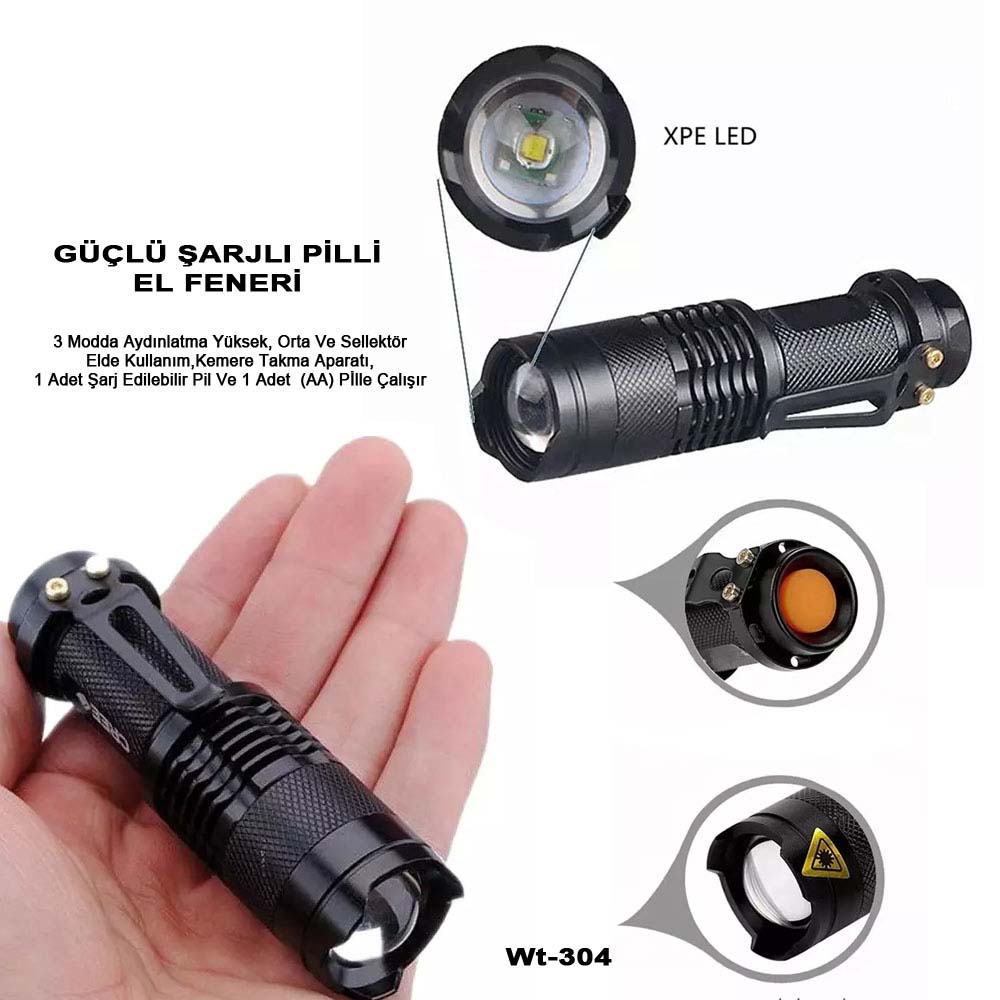 Mini Güçlü Şarjlı Pilli Wt-304