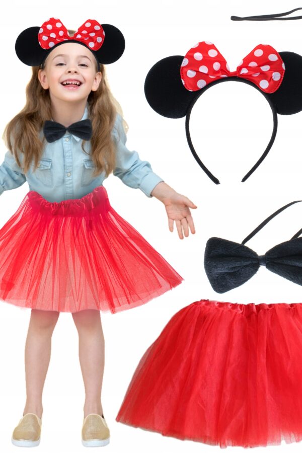 Minnie Mouse Kostüm Seti Etek Taç Kuyruk Papyon Gösteri Seti