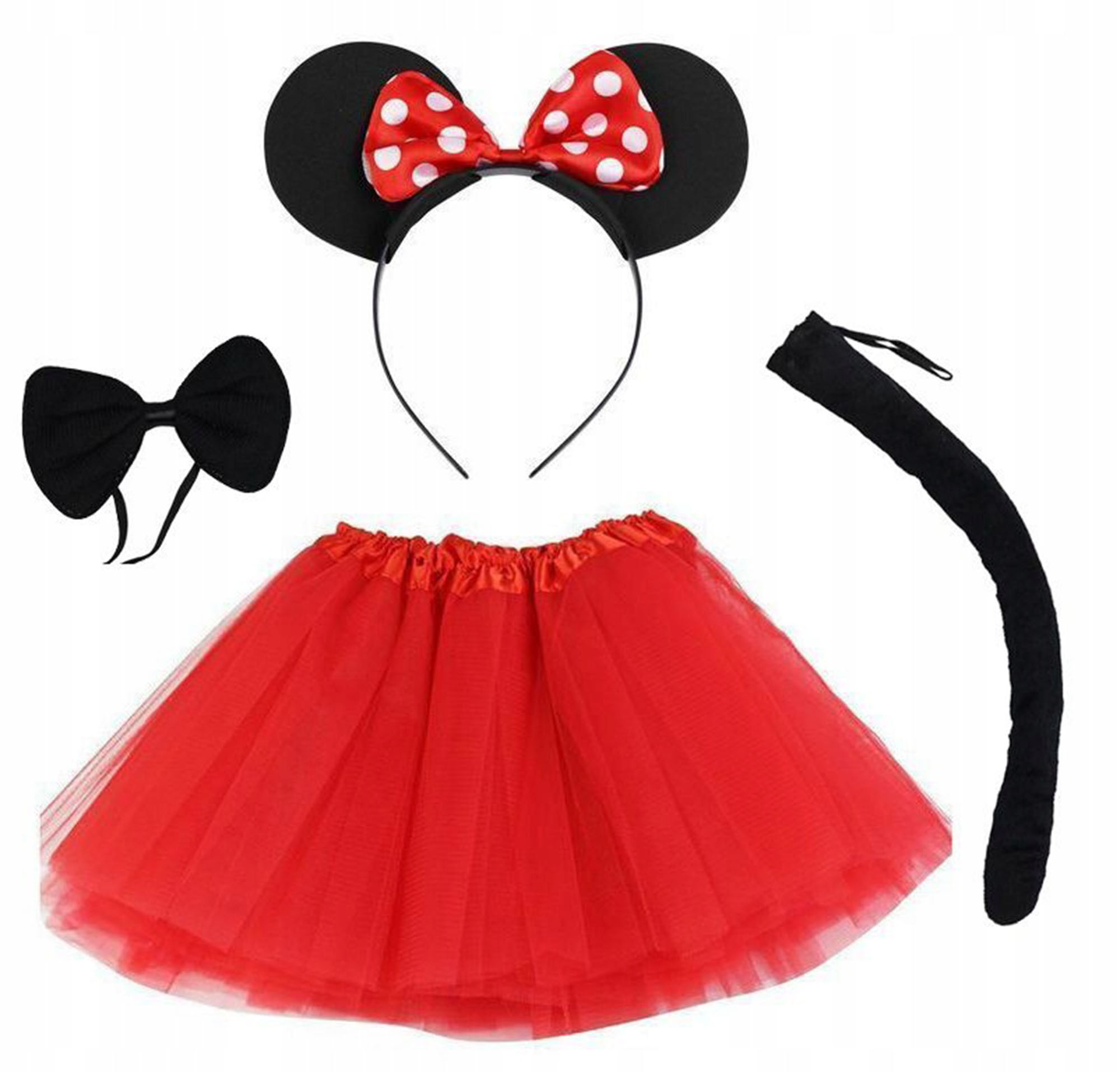 Minnie Mouse Kostüm Seti Etek Taç Kuyruk Papyon Gösteri Seti - Görsel 2