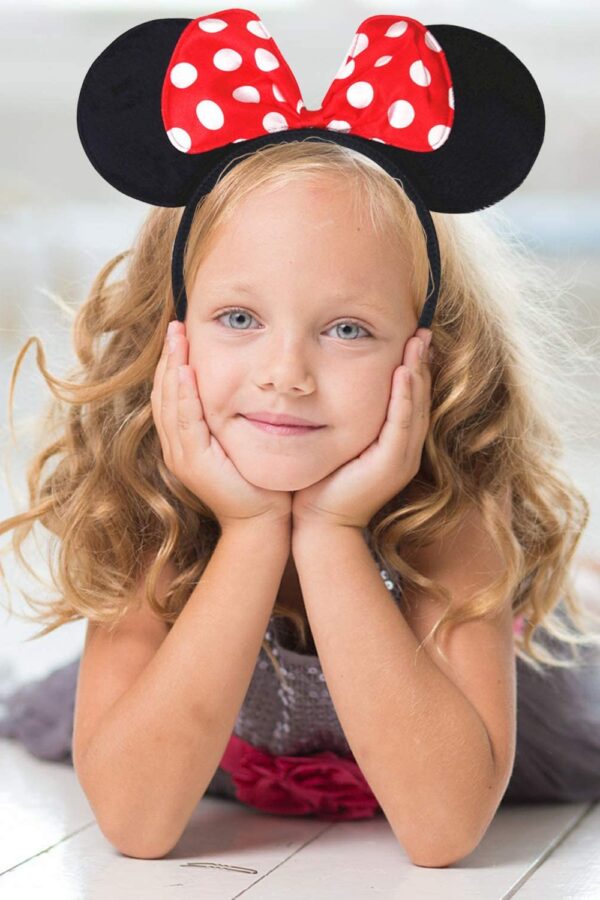 Kırmızı Fiyonklu Minnie Mouse Taç Fare Tacı Kafa Bı