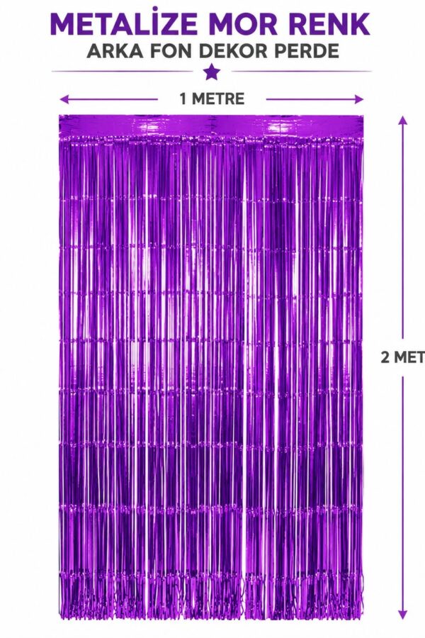 Mor Metalize Parti Perdesi 100x200 cm – Kapı ve Arka Fon Perdesi