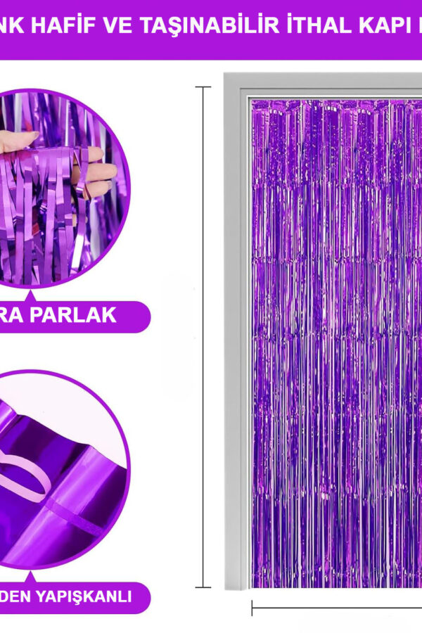 Mor Renk Ekstra Metalize Parlak aklı Arka Fon Perde İthal A Kalite 1x2 Metre
