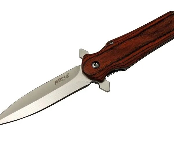 Mtech 4-11 rengi Kamp Çakı 21cm- Yarı Otomatik, Kemerlikli, Ahşap Sap