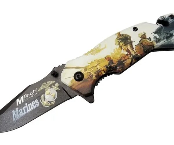 Mtech 4 23 2 Marines Kurtarma / Kamp Çakı 20cm - Yarı Otomatik, Kemerlikli, Cam Kırma Ve İp Kesme Aparatlı