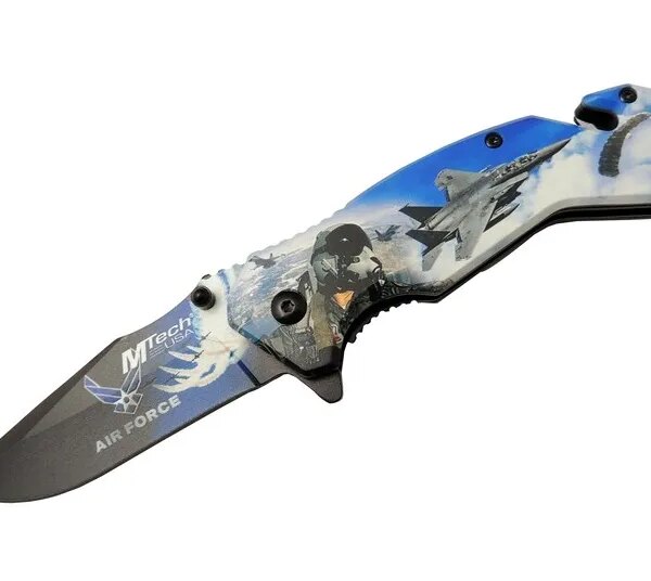 Mtech 4 23 4 Air Force Kurtarma / Kamp Çakı 20cm - Yarı Otomatik, Kemerlikli, Cam Kırma Ve İp Kesme Aparatlı