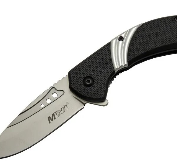 Mtech 4214 Beyaz Kamp Çakı 20cm- Yarı Otomatik, Kemerlikli, Oluklu